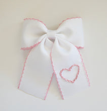 Load image into Gallery viewer, Pink Heart with Pink Moonstitch Bow