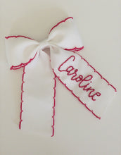 Load image into Gallery viewer, White Ribbon with Pink Moonstitch