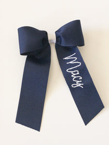 Navy Ribbon with White Stitching