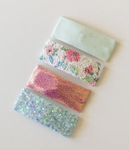 Floral Glitter Snap Clip Set