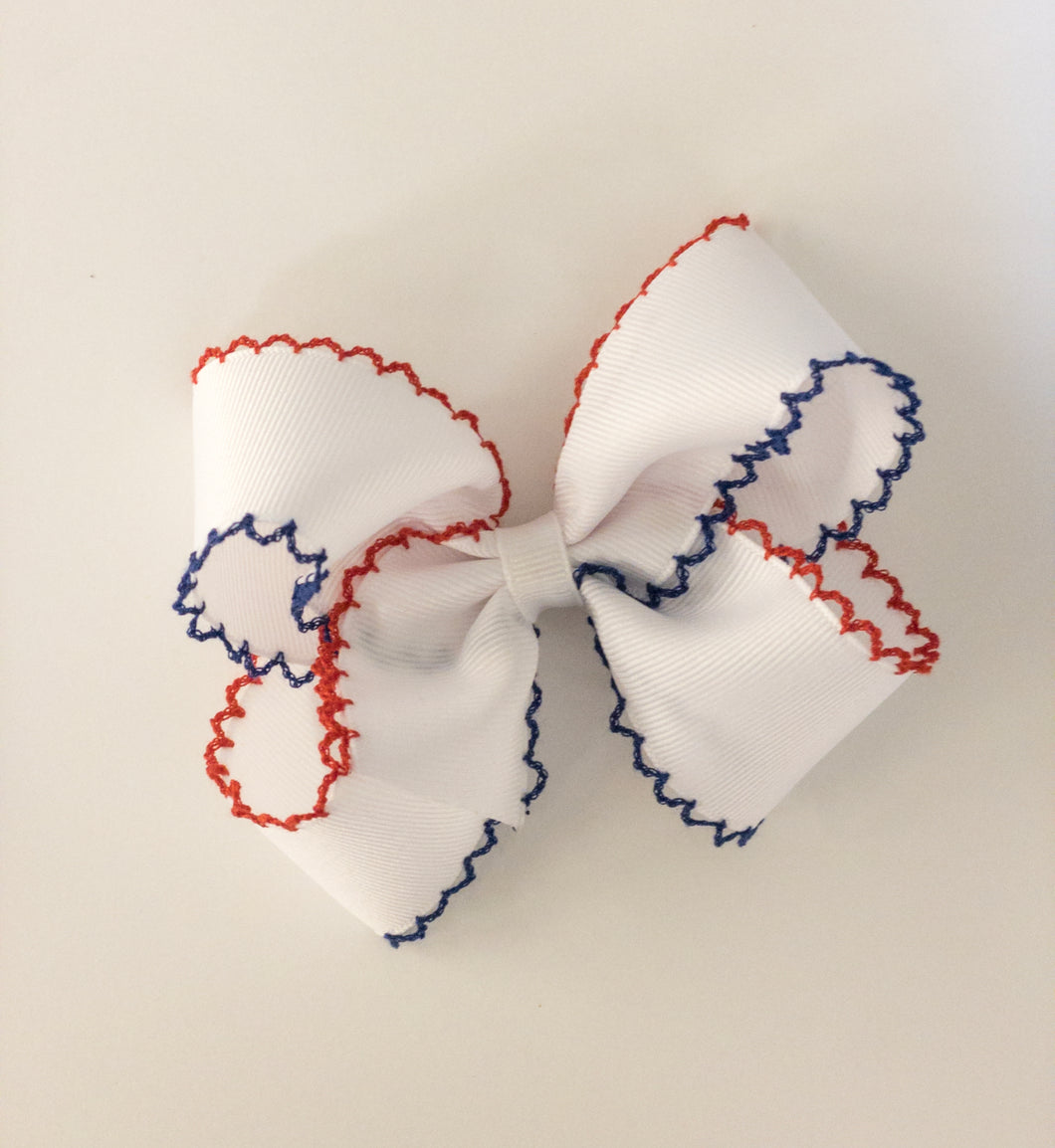 White Ribbon with Patriotic Moonstitch
