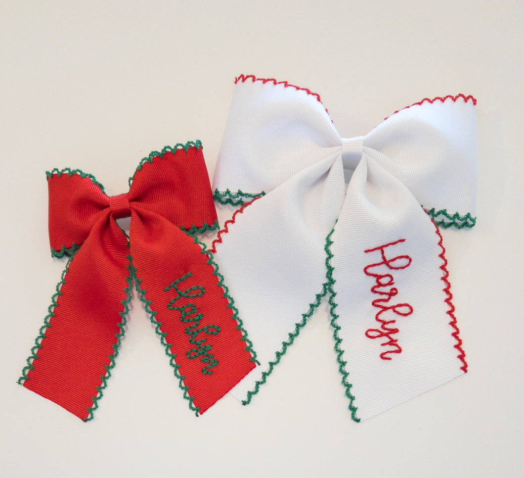 Christmas Moonstitch Personalized Bows