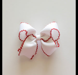 White Ribbon with Red Moonstitch